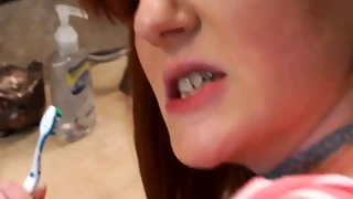 DadCrush - Tiny Wholesome Babe Gets Her Cherry Popped By Horny Stud In The Bathroom