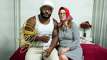 horny headscarf granny gets extreme rough ass fucked by an fat black dick electrician